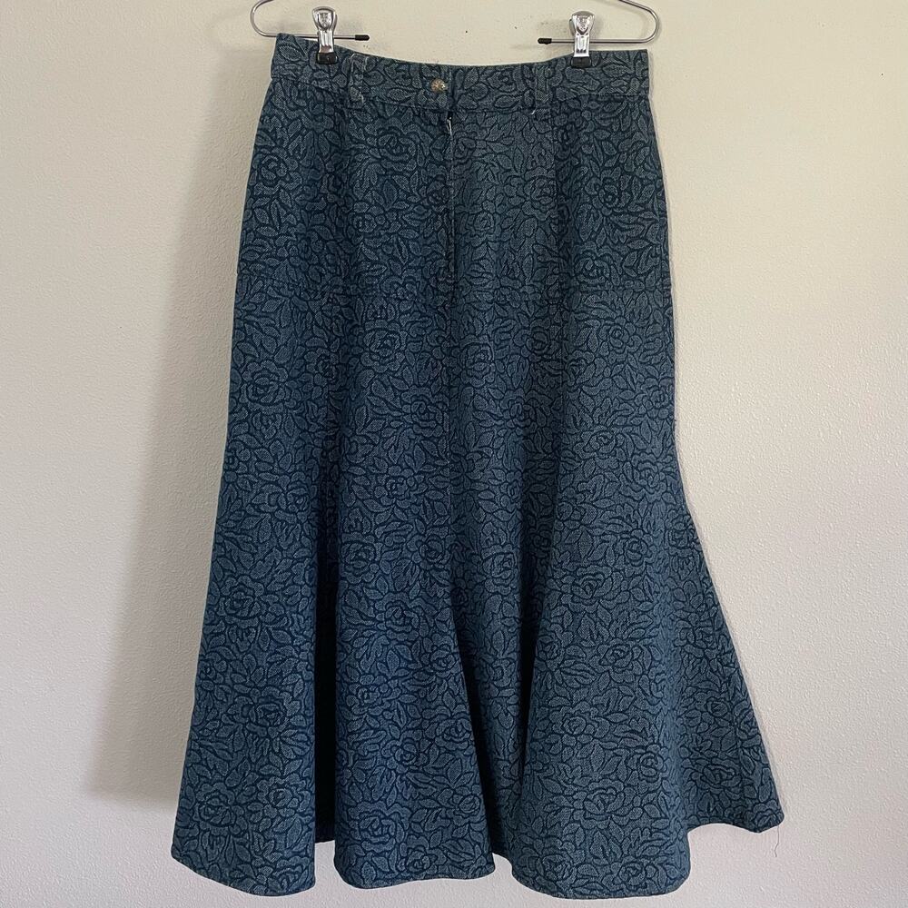 Vintage Roper Denim Skirt High Waist Western Floral Belle Classic women's large
